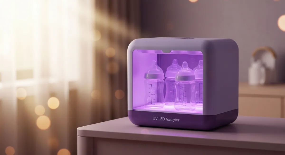 UV LED 젖병소독기 265nm 파장 살균 원리 인포그래픽